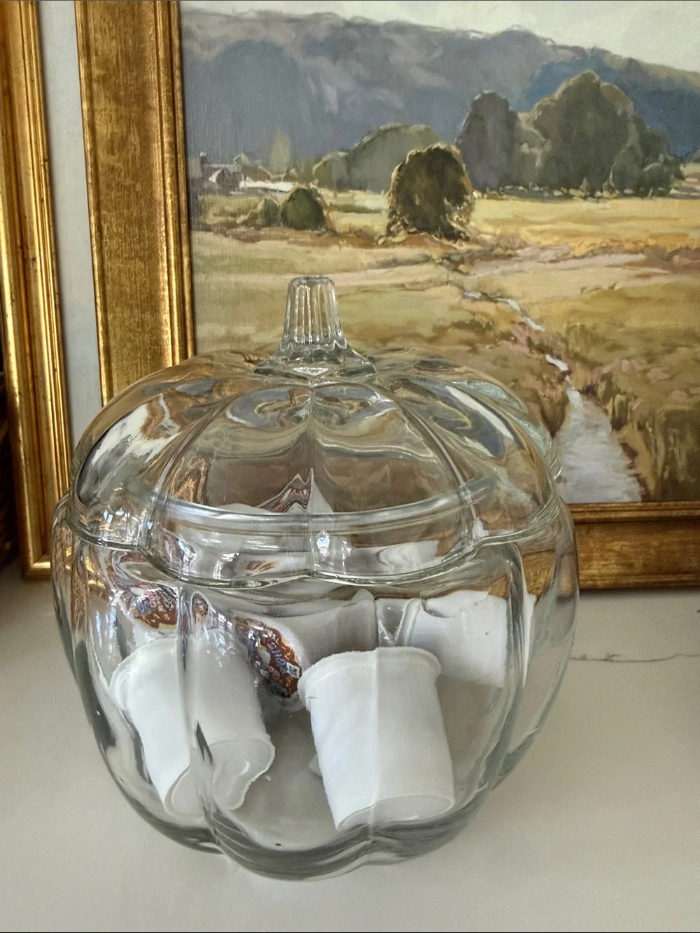 Glass Clear Pumpkin Decor with Lid